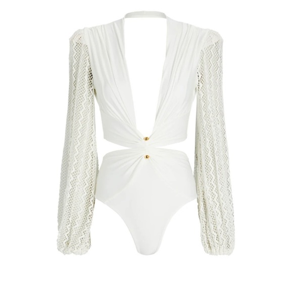 PatBO Other - Patbo netted plunge one piece swimsuit white M